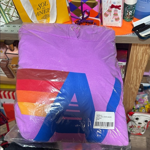 Aviator Nation Purple Hoodie with Rainbow Stripe - Picture 5 of 7